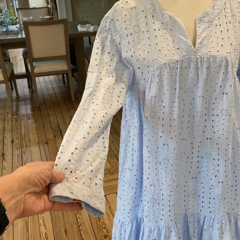 crown & ivy Light Blue Eyelet High-Low Dress - Picture 4 of 10